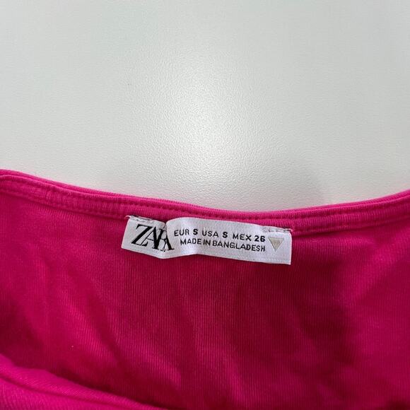 Zara Dress Womens Small Pink Bodycon Fitted Tank Mini Casual Summer Barbiecore - Picture 3 of 8